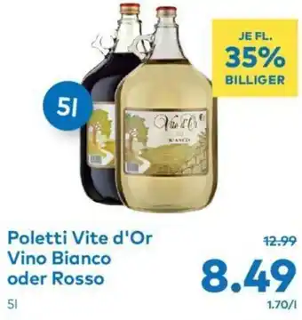 T&G Poletti Vite d'Or Vino Bianco oder Rosso 5L Angebot