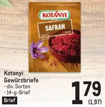 Metro Kotanyi Gewürzbriefe div. Sorten • 14-g-Brief Angebot