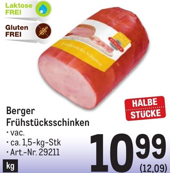 Metro Berger Frühstücksschinken • ca. 1,5-kg-Stk • Art.-Nr. 29211 Angebot