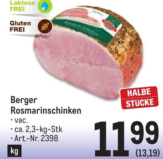 Metro Berger Rosmarinschinken • ca. 2,3-kg-Stk Angebot