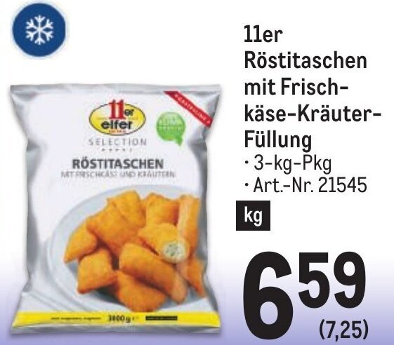 Metro 11er Röstitaschen mit Frisch- käse-Kräuter-Füllung • 3-kg-Pkg Angebot