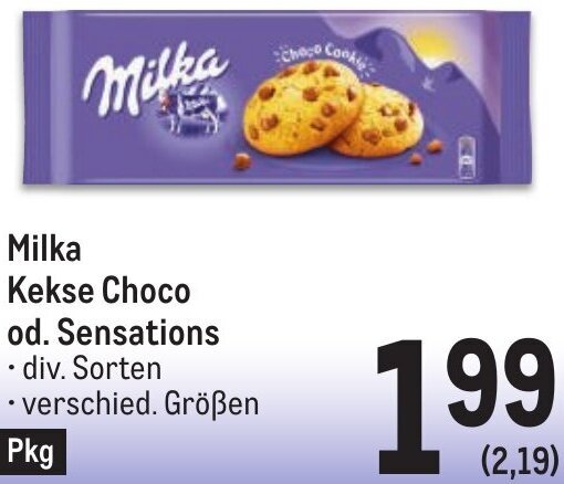 Metro Milka Kekse Choco od. Sensations • div. Sorten • verschied. Größen Angebot