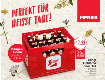 MPreis Stiegl Goldbräu Oder Hell 20x0,5 l Angebot