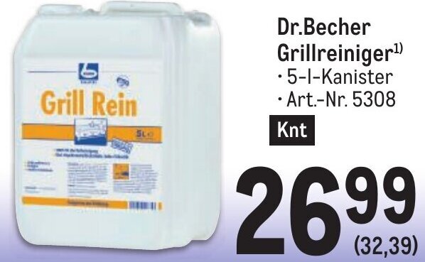 Metro Dr.Becher Grillreiniger¹) • 5-1-Kanister Angebot