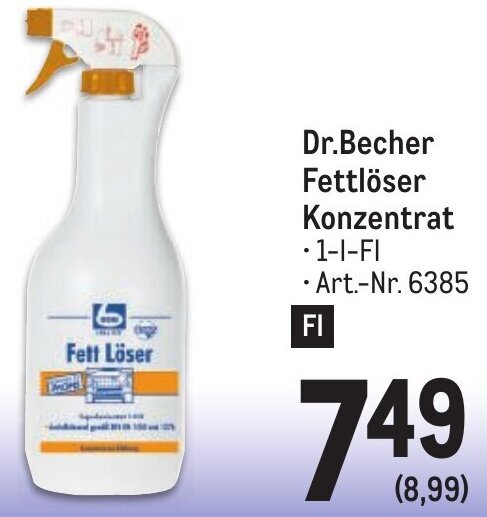 Metro Dr.Becher Fettlöser Konzentrat 1-L-Fl Angebot
