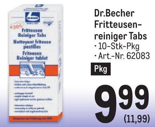 Metro Dr.Becher Fritteusen-reiniger Tabs • 10-Stk-Pkg Art.-Nr. 62083 Angebot