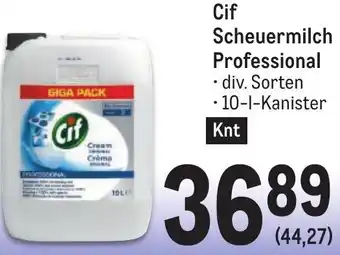 Metro Cif Scheuermilch Professional • div. Sorten • 10-1-Kanister Angebot
