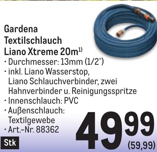 Metro Gardena Textilschlauch Liano Xtreme 20m¹) Angebot