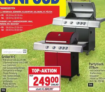 Metro Tarrington House Griller 4+1 4 Brenner mit je 3,5 kW, • Maße (BxTxH): 135x54x115 cm Angebot