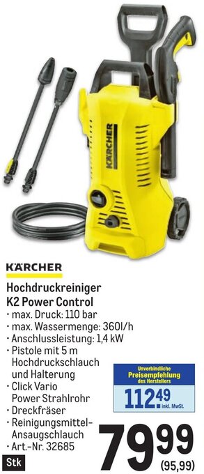 Metro KÄRCHER Hochdruckreiniger K2 Power Control Angebot