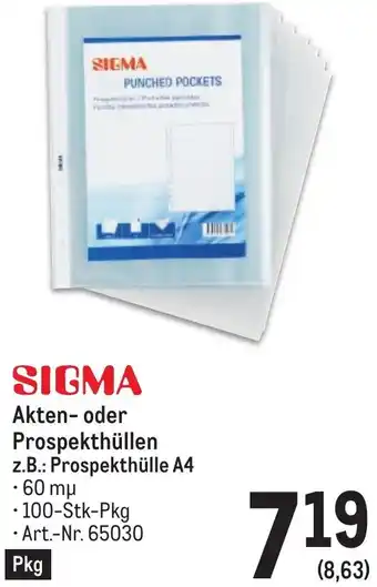 Metro SIGMA Akten- oder Prospekthüllen z.B.: Prospekthülle A4 Angebot