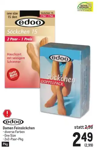Metro edoo Damen Feinsöckchen diverse Farben • 2x2-Paar-Pkg Angebot