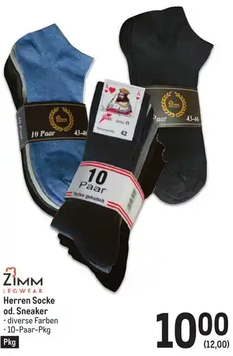 Metro Zimm Herren Socke od. Sneaker • 10-Paar-Pkg Angebot