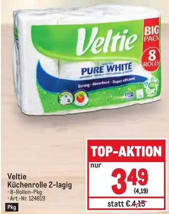 Metro Veltie Küchenrolle 2-lagig • 8-Rollen-Pkg Angebot