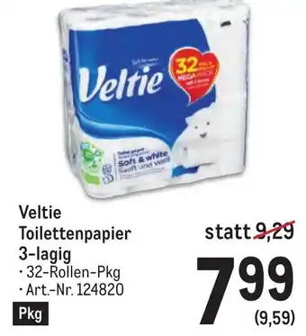 Metro Veltie Toilettenpapier 3-lagig • 32-Rollen-Pkg Art.-Nr. 124820 Angebot