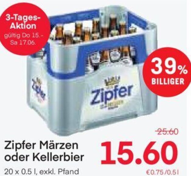 MPreis Zipfer Märzen oder Kellerbier 20 x 0.5 I, exkl. Pfand Angebot