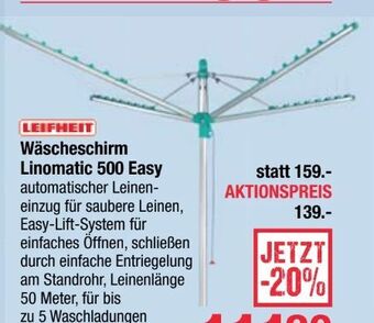Maximarkt Wäscheschirm linomatic 500 easy Angebot