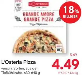 MPreis L'Osteria Pizza versch. Sorten, aus der Tiefkühltruhe, 630-640 g Angebot