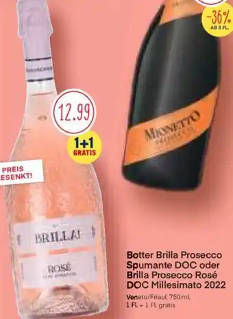 MPreis Botter Brilla Prosecco Spumante DOC oder Brilla Prosecco Rosé DOC Millesimato 2022 Veneto/Friaul, 750ml, Angebot