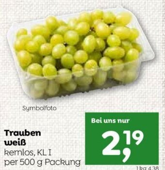 ADEG Trauben weiß kemlos, KLI per 500 g Packung Angebot