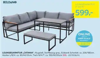Möbelix LOUNGEGARNITUR „CATANIA“, Eckbank Schenkel: ca. 206/180cm, Hocker L/B/H: ca. 90/40/31cm, Tisch B/H/T: ca. 100/60/65cm Angebot
