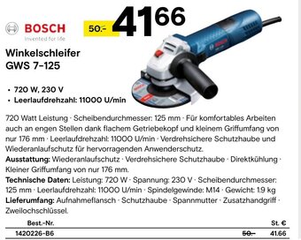 Conrad BOSCH Winkelschleifer GWS 7-125 Angebot
