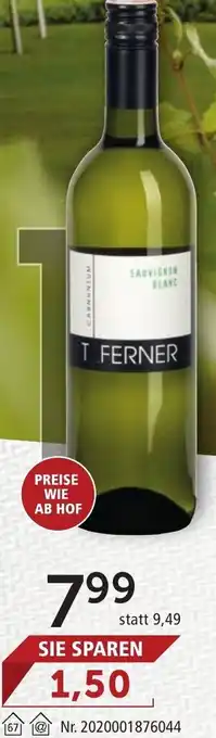 Weinwelt Interspar TAFERNER Sauvignon Blanc 2020. 0,75 l, Niederösterreich, frisch & würzig Angebot
