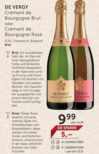Weinwelt Interspar DE VERGY Crémant de Bourgogne Brut oder Crémant de Bourgogne Rosé Angebot