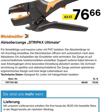 Conrad Weidmüller Abisolierzange „STRIPAX Ultimate" Angebot