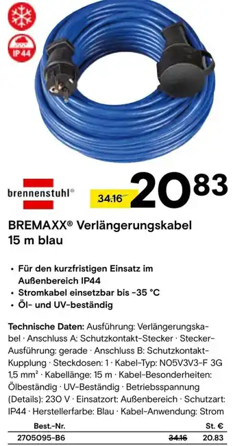 Conrad brennenstuhlⓇ BREMAXX® Verlängerungskabel Angebot