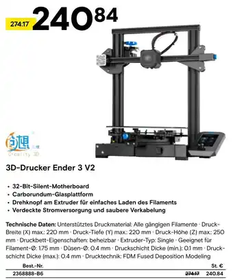 Conrad 3D-Drucker Ender 3 V2 Angebot