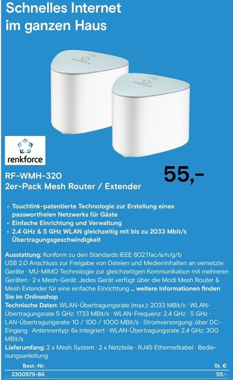 Conrad renkforce RF-WMH-320 2er-Pack Mesh Router / Extender Angebot