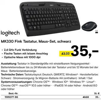 Conrad logitech MK330 Fink Tastatur, Maus-Set, schwarz Angebot