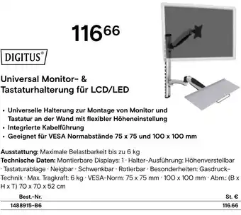 Conrad DIGITUS Universal Monitor- & Tastaturhalterung für LCD/LED Angebot