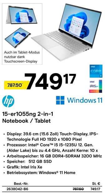 Conrad hp 15-er1055ng 2-in-1 Notebook / Tablet Angebot