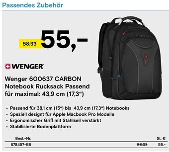 Conrad Wenger 600637 CARBON Notebook Rucksack Passend für maximal: 43,9 cm (17,3") Angebot