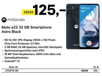 Conrad motorola Moto e22 32 GB Smartphone Astro Black Angebot
