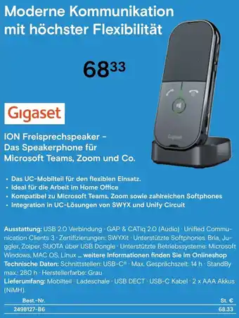 Conrad Gigaset ION Freisprechspeaker - Das Speakerphone für Angebot