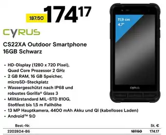 Conrad CYRUS CS22XA Outdoor Smartphone 16GB Schwarz Angebot