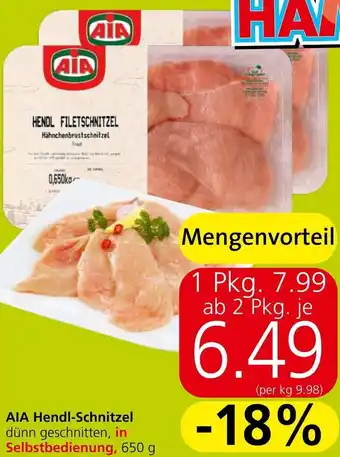 Spar AIA Hendl-Schnitzel dünn geschnitten, in Selbstbedienung, 650 g Angebot