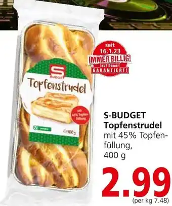 Spar S-BUDGET Topfenstrudel mit 45% Topfen-füllung, 400 g Angebot