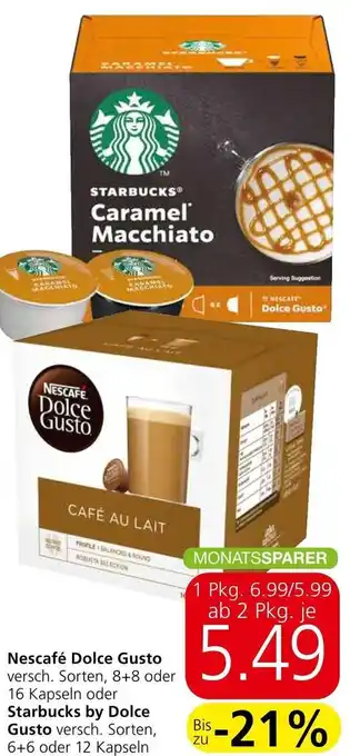 Spar Nescafé Dolce Gusto versch. Sorten, 8+8 oder 16 Kapseln oder Starbucks by Dolce Gusto versch. Sorten, 6+6 oder 12 Kapseln Angebot