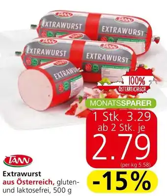 Spar Extrawurst aus Österreich, gluten-und laktosefrei, 500 g Angebot