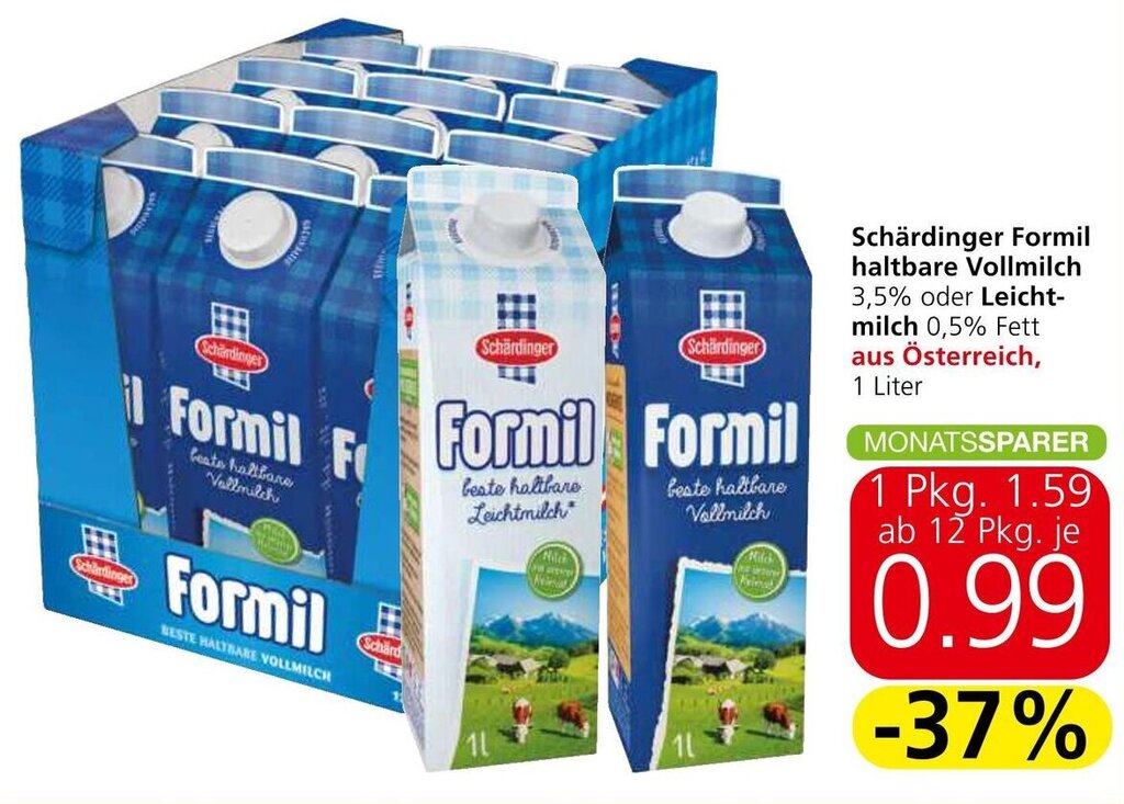 Schärdinger Formil haltbare Vollmilch 3,5 oder Leichtmilch 0,5 Fett