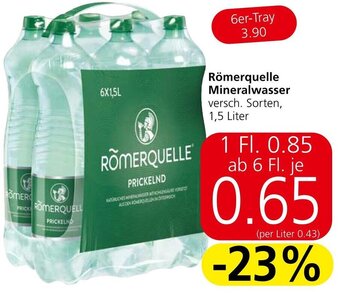 Spar Römerquelle Mineralwasser versch. Sorten, 1,5 Liter Angebot