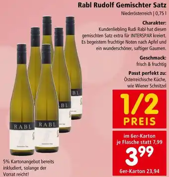 Interspar Rabl Rudolf Gemischter Satz Niederösterreich | 0,75 | Angebot