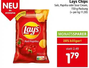 Interspar Lays Chips Salz, Paprika oder Sour Cream, 150-g-Packung Angebot
