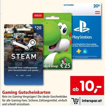 Interspar Gaming Gutscheinkarten Angebot