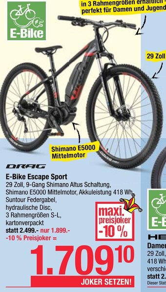Maximarkt DRAG E-Bike Escape Sport Angebot