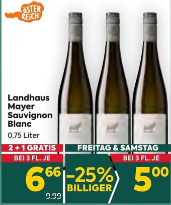 Billa Landhaus Mayer Sauvignon Blanc 0,75 Liter Angebot